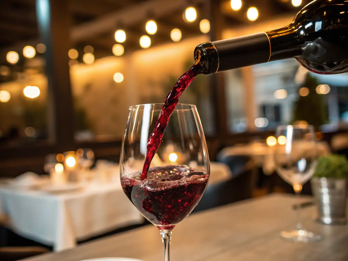A beautifully poured glass of deep ruby red wine with a scenic vineyard backdrop, showcasing Forthright Winery's Estate Red Blend.